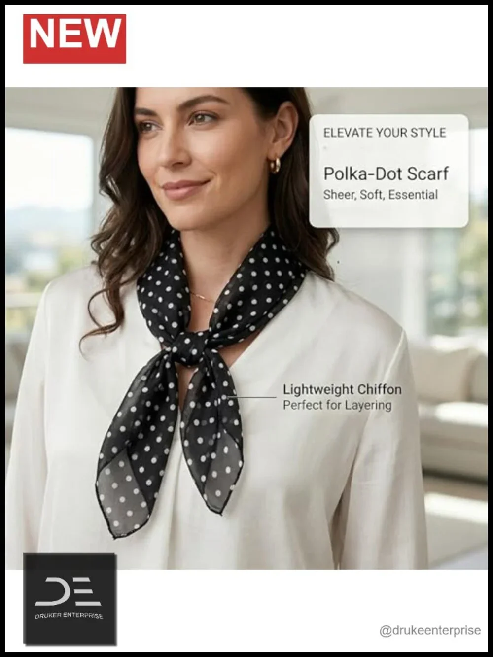Chiffon Square Scarf Women Neck or Head Scarf Hair Bandana Bag Accessory